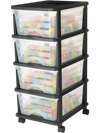 VEVOR Plastic Storage Drawers Cart, 4 Drawers Storage Organizer with Wheels, Rolling Closet Organization and Storage Dividers, Dresser Organizer Clear Bins for Office Supplies, Craft Rooms, Classrooms