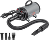 VEVOR Dog Dryer, 2000W/2.7HP Dog Blow Dryer, Pet Grooming Dryer with Adjustable Speed and Temperature Control, Pet Hair Dryer with 4 Nozzles and Extendable Hose, Grey and Black