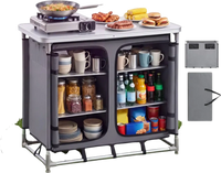 VEVOR Camping Storage Cabinet, Outdoor Portable Aluminum Lightweight Table, Quick Set-up Compact Kitchen Cook Station, with 6 Shelves and Carry Bag, for Picnic, BBQ, Party, Camping, RV Traveling