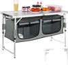 VEVOR Camping Kitchen Table, Quick set-up Folding Camping Table with A Carrying Bag, 3 Adjustable Heights, MDF Camping Table, Ideal for Outdoor Picnics, BBQs, Camping, RV Traveling