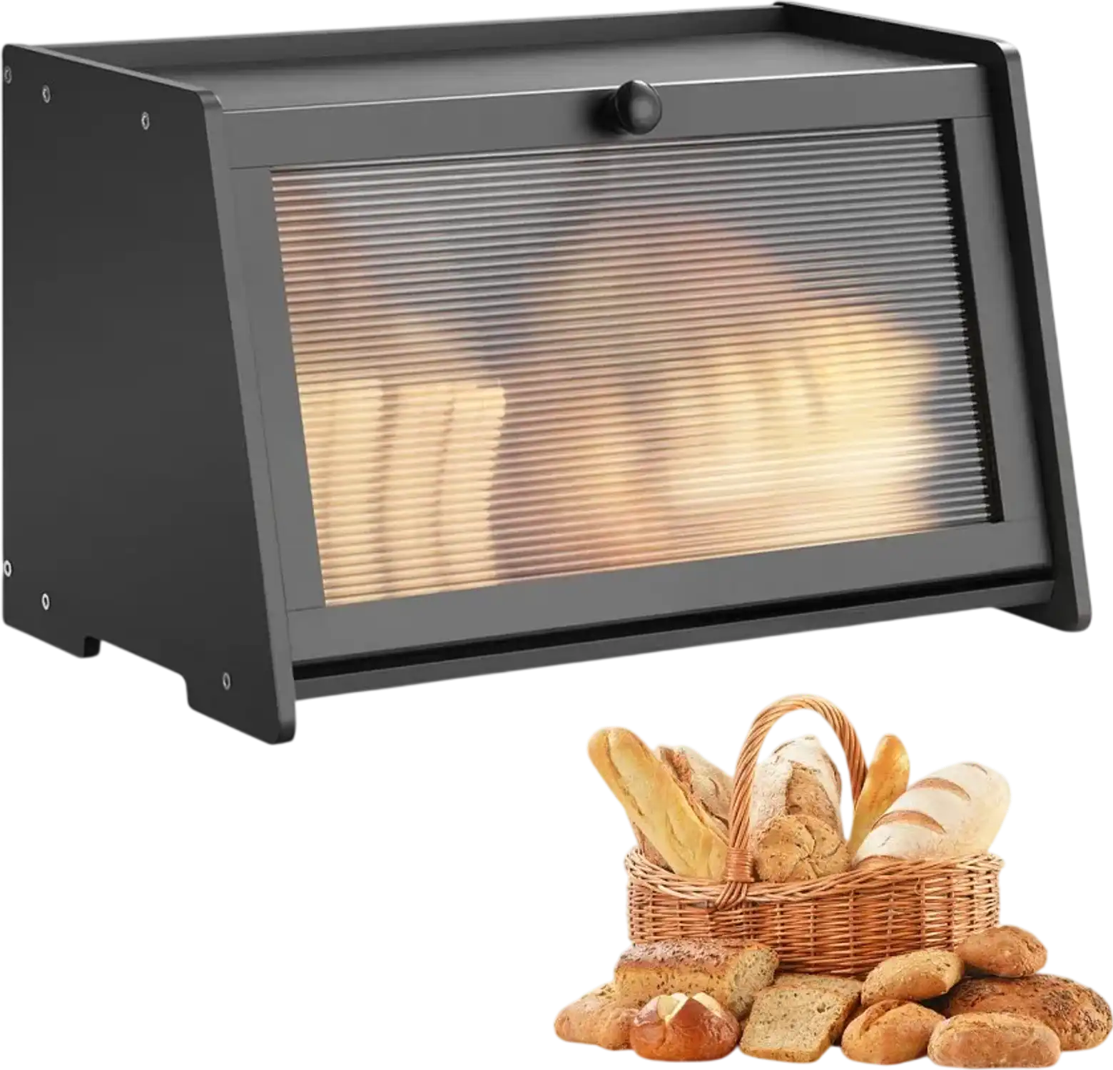 Vevor Bread Box Large Capacity Bamboo Storage Container Black New