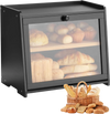 VEVOR Double Layer Bread Box for Kitchen Counter, Large Capacity Bamboo Bread Storage Container, Farmhouse Wooden Breadbox for Homemade Bread, Storage Holder Bin with Acrylic Wavy Door Panel, Black