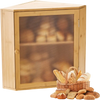 VEVOR Corner Bread Box for Kitchen Counter, Double Layer Large Capacity Bamboo Bread Storage Container, Farmhouse Wooden Breadbox for Homemade Bread, Storage Holder Bin with Acrylic Wavy Door, Natural