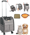 VEVOR Rolling Pet Carrier Backpack with Removable Wheels for Under 18LBS, Large Soft Sided Wheeled Dog Carrier Cat Travel Carrier Airline Approved for Small Dogs and Medium Cats with Upgraded Wheels