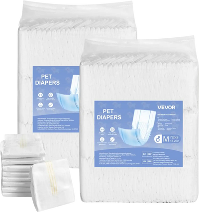 Vevor Dog Diapers Disposable Male Dog Wraps Medium 144 Count New