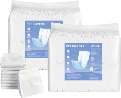 Vevor Dog Diapers Disposable Male Dog Wraps Super Absorbent M 96 Count New
