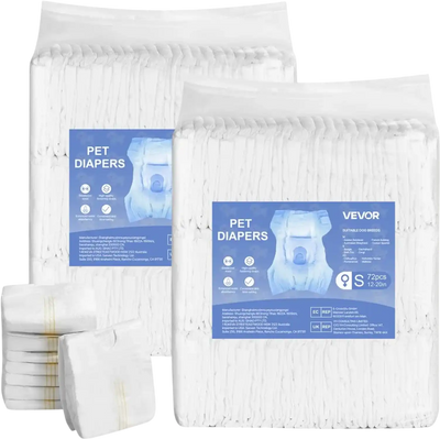 Vevor Dog Diapers Disposable Female Super Absorbent Leak-Proof S 144 Count New