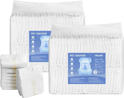 Vevor Dog Diapers Disposable Female Super Absorbent Leak-Proof M 96 Count New