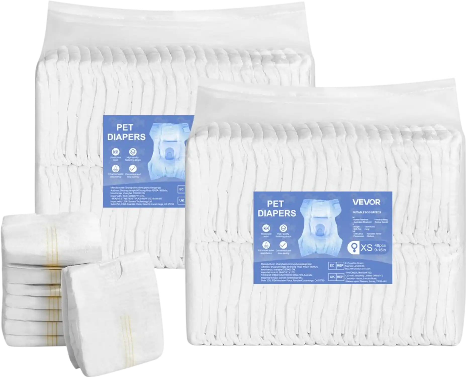 Vevor Dog Diapers Disposable Female Super Absorbent XS 96 Count New
