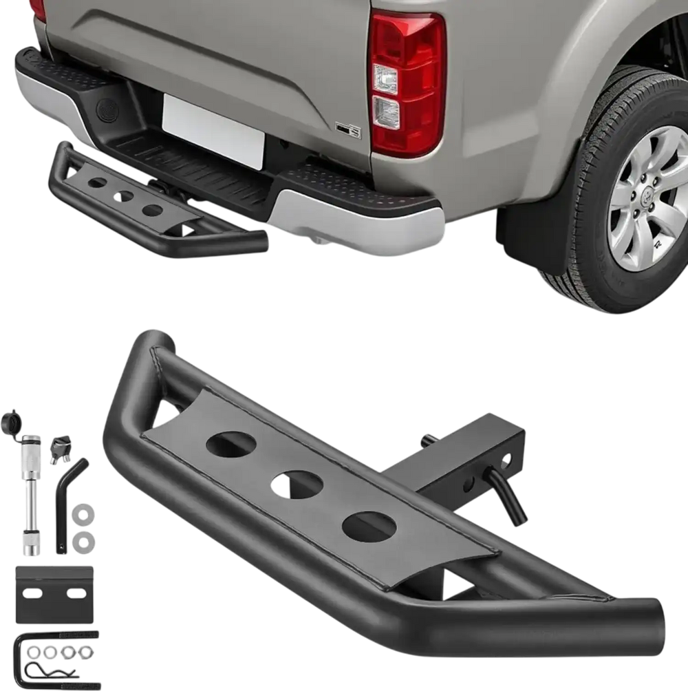 VEVOR Hitch Step for 2 Inch Receiver, Universal Rear Bumper Guard Protector with 350 LBS Load Capacity, Strong Mild Steel Construction with Pin Lock and Stabilizer, Fit for Truck, SUV, Pickup, Trailer