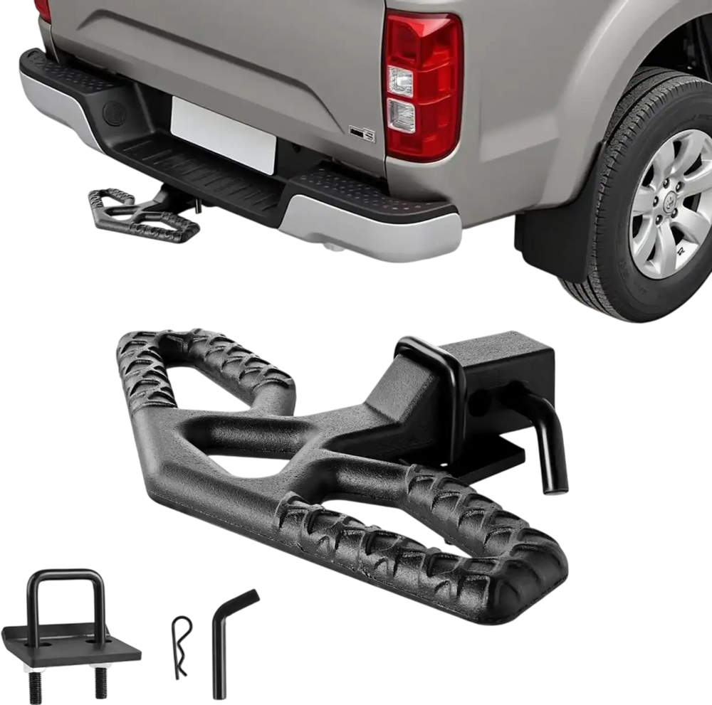VEVOR Hitch Step for 2 Inch Receiver, Universal Rear Bumper Guard Protector with 350 LBS Load Capacity, Wide & Non-Slip Tow Hitch Step with Pin Kit and Stabilizer, Fit for Truck, SUV, Pickup, Trailer