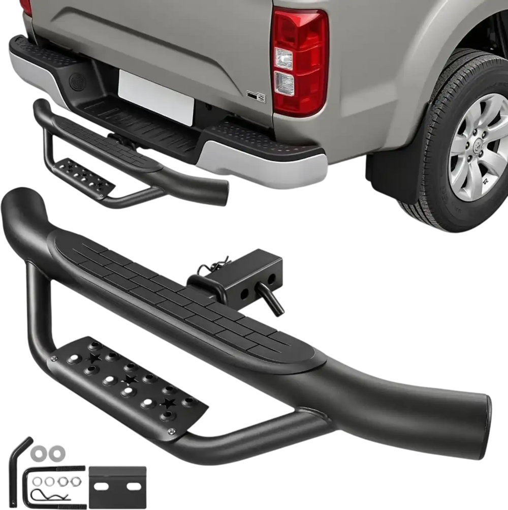 VEVOR Hitch Step for 2 Inch Receiver, Universal Rear Bumper Guard Protector with 350 LBS Load Capacity, Strong Mild Steel Construction with Pin Kit and Stabilizer, Fit for Truck, SUV, Pickup, Trailer