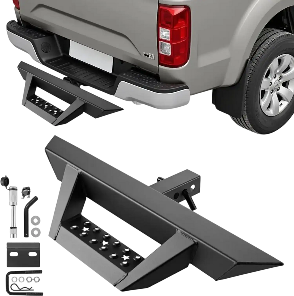 VEVOR Hitch Step for 2 Inch Receiver, Universal Rear Bumper Guard Protector with 300 LBS Load Capacity, Non-Slip Tow Hitch Step with Pin Lock and Stabilizer, Fit for Truck, SUV, Pickup, Trailer