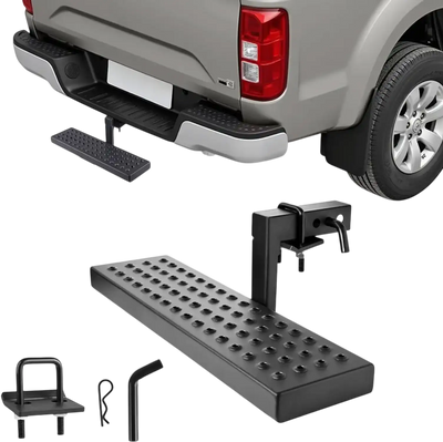 VEVOR Hitch Step for 2 Inch Receiver, Universal Rear Bumper Guard Protector with 350 LBS Load Capacity, Wide & Non-Slip Tow Hitch Step with Pin Kit and Stabilizer, Fit for Pickup, Trailer, Truck, SUV