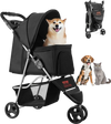 VEVOR Pet Stroller, 35 lbs Weight Capacity, Foldable Dog Stroller Cart, 3 Wheels Cats Stroller with Mesh Windows and Cup Holders, Portable Pet Carrier Stroller with Brake, for Small to Medium Pets