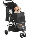 VEVOR Pet Stroller, 3 Wheels Dog Stroller Rotate with Brakes, 35lbs Weight Capacity, Puppy Stroller with Front Pedal, Velcro, Storage Basket and Cup Holder, for Dogs and Cats Travel, Black