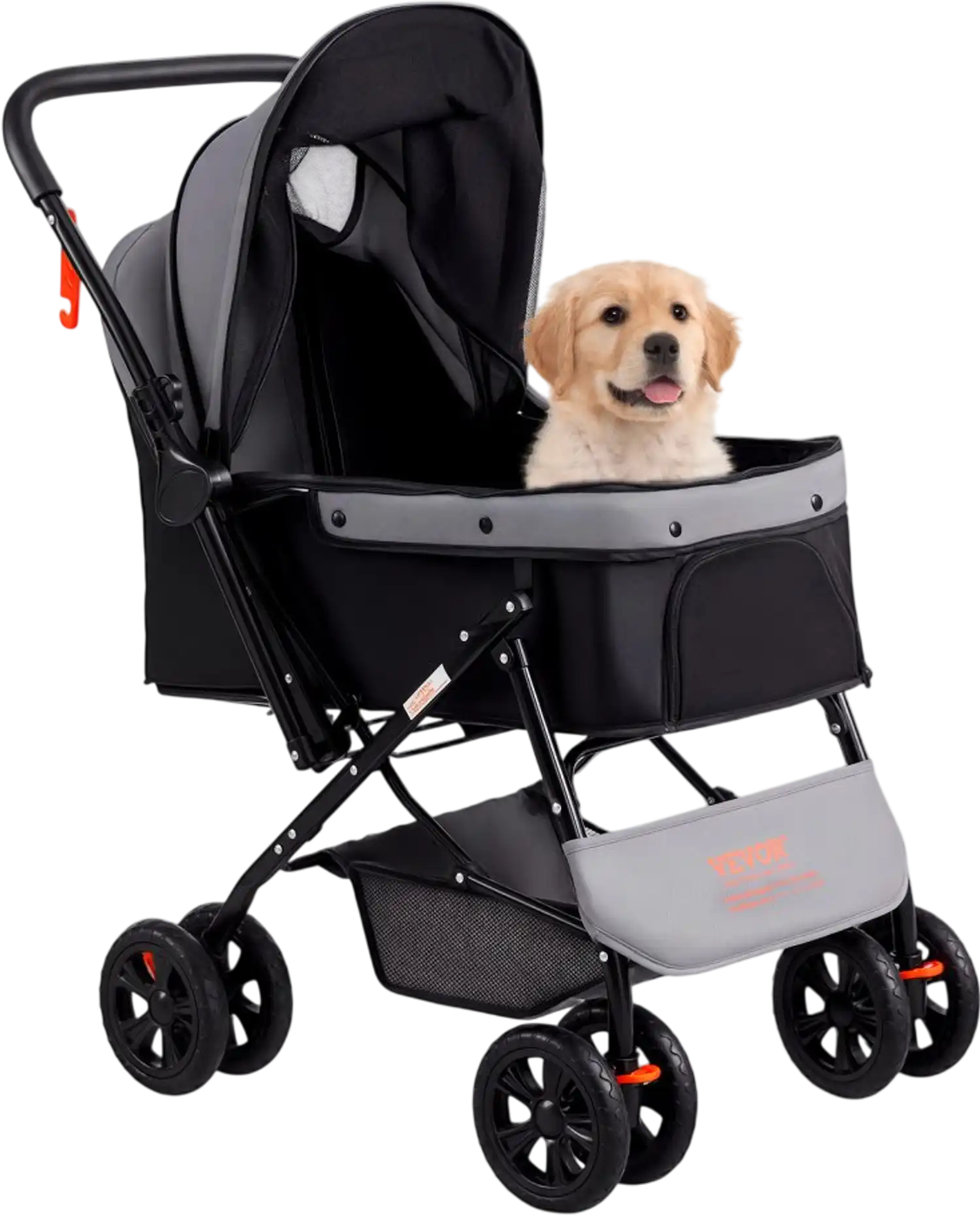 Vevor Pet Stroller 4-Wheel Folding Travel Stroller for Dogs and Cats Black/Grey New