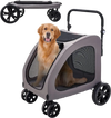 VEVOR Pet Stroller, 4 Wheels Dog Stroller with Brakes, 160lbs Weight Capacity, Portable Puppy Stroller Carrier with Breathable Mesh Windows & Height-Adjustable Height, Animal Stroller for Cats & Dogs