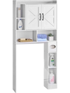 VEVOR Over The Toilet Storage Cabinet, 66.14 in Height Bathroom Storage Organizer with Double Door and Adjustable Shelf, Bathroom Space Saver Organizer Above Toilet with Open Shelf, White
