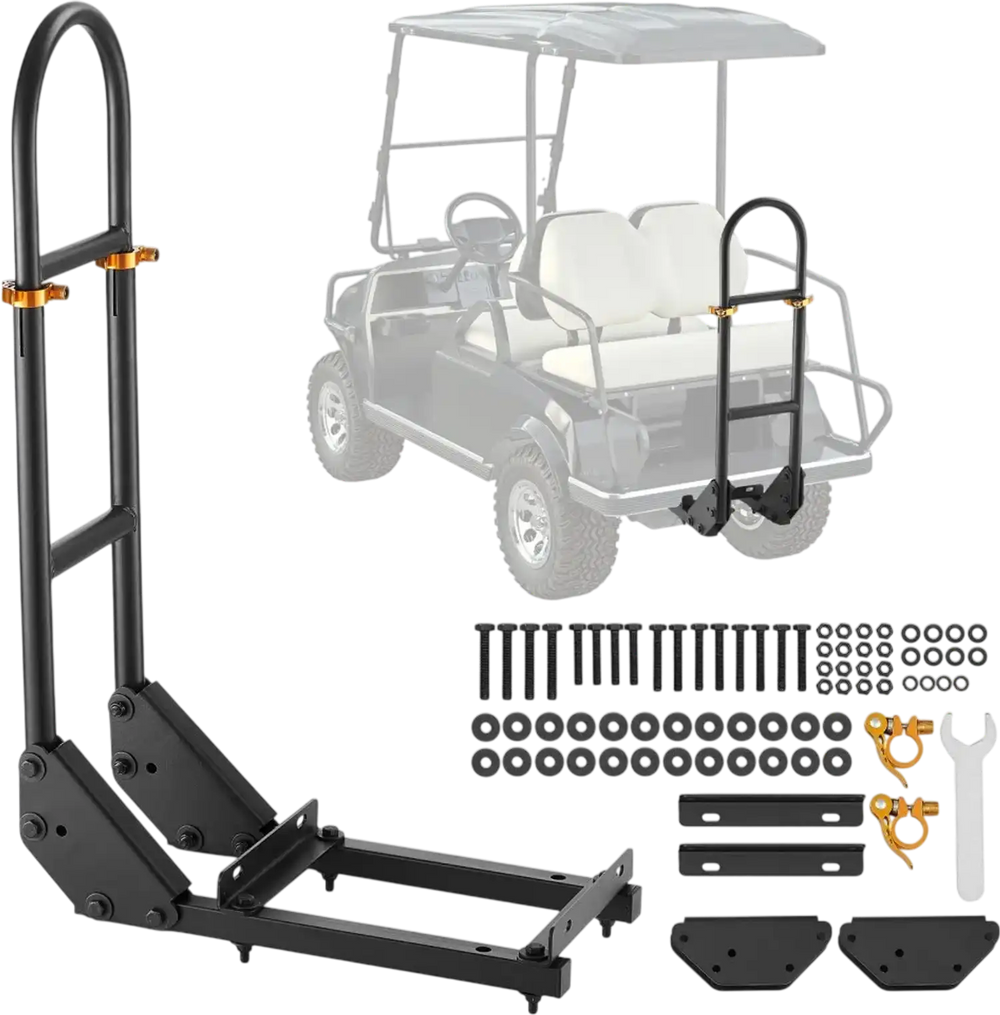 VEVOR Golf Cart Grab Bar, 17.7 x 9.3 x 35.6 Inch, Compatible with Most Golf Carts with Metal Footplates, No Modification Needed, 27.5 to 33.5 Inch Height Adjustable Carbon Steel Rear Seat Grab Bar