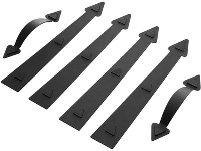 VEVOR Magnetic Garage Door Hardware Kit, Decorative Garage Door Hinges Handles, Black Carriage House Accents, No Installation Needed, 4 Hinges and 2 Handles for Barn Gate Curb Appeal