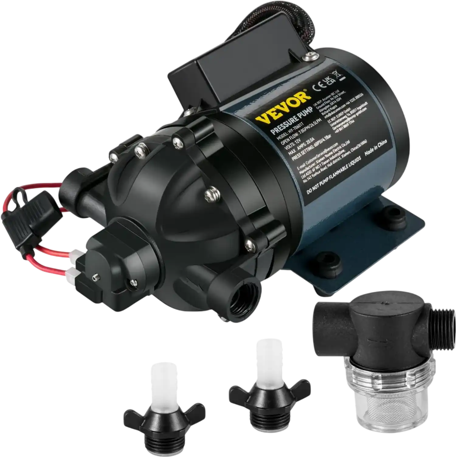 Vevor Washdown Pump 12V 7 GPM 60 PSI Self-Priming Water Pump New