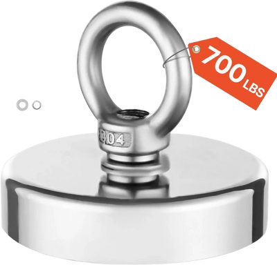 VEVOR Fishing Magnet, 700 LBS/318 Kg Pulling Force Super Strong Neodymium Fishing Magnet, Rare Earth Magnet with Handle Diameter 2.36 in/60 mm for Retrieving in River, Magnetic Fishing, Heavy Hanging