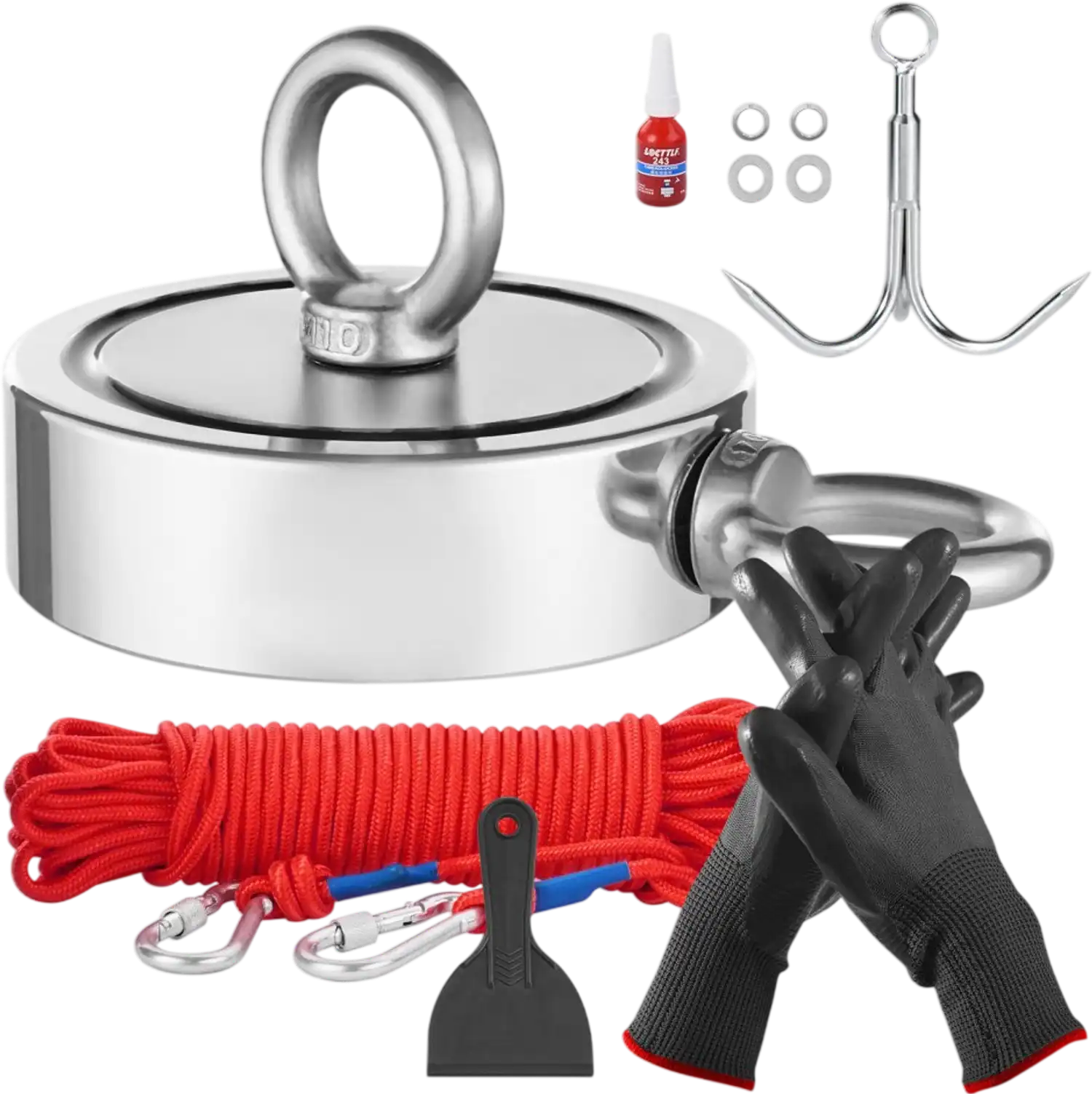 Vevor Magnet Fishing Kit Double-Sided 1700 lbs Neodymium Pull Force Treasure Hunting Set New