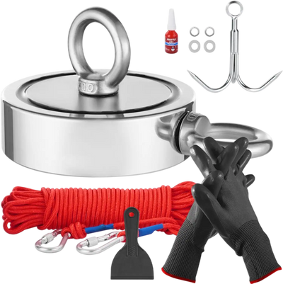 Vevor Magnet Fishing Kit Double-Sided 1700 lbs Neodymium Pull Force Treasure Hunting Set New