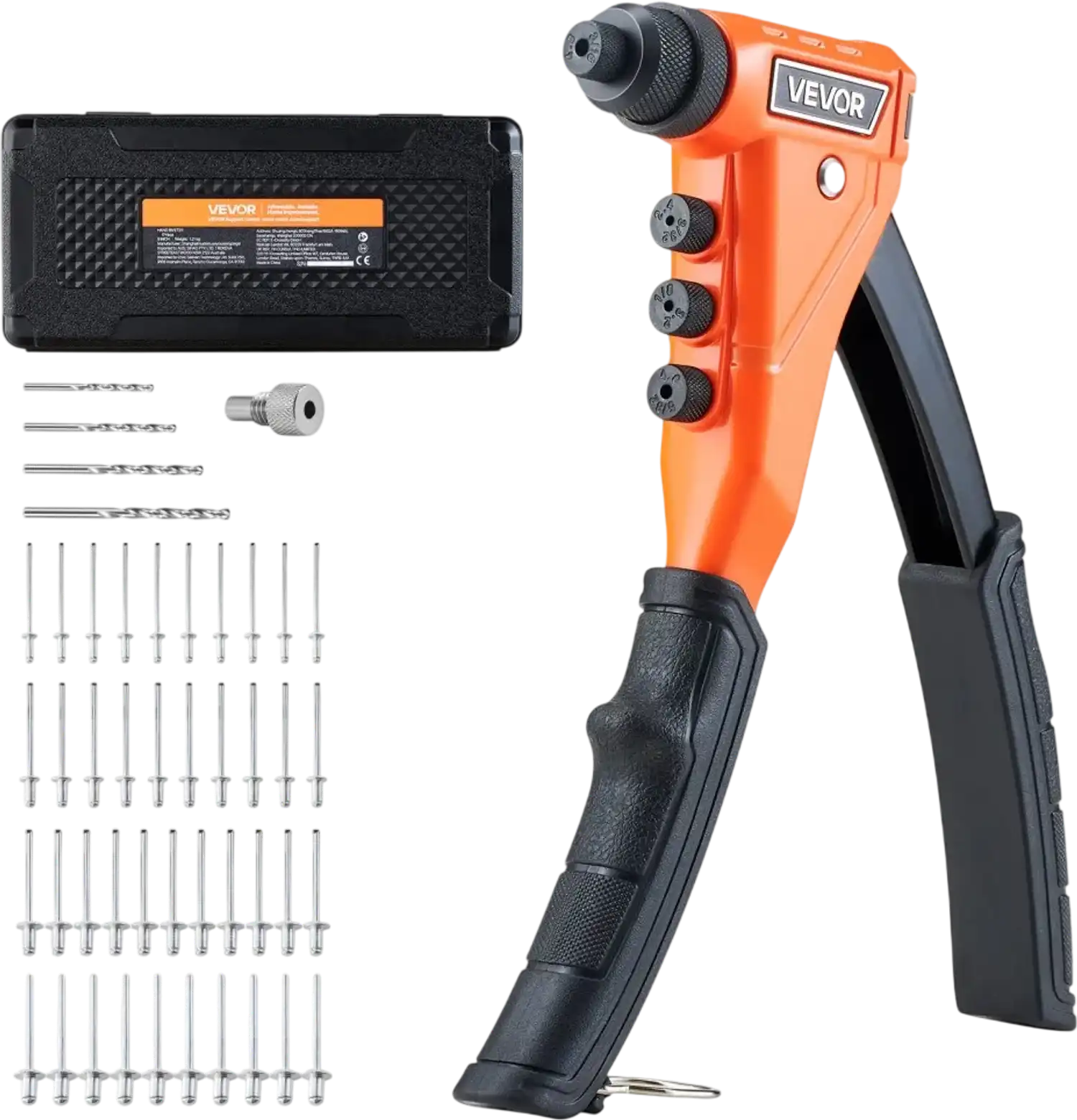 Vevor Rivet Gun Kit Heavy-Duty Single Hand Pop Riveter with 200 Blind Rivets New