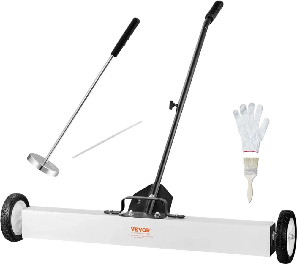 VEVOR 36-Inch Magnetic Sweeper with Wheels, 55 lbs Capacity, with Telescoping Magnetic Pickup Tool, Adjustable Handle, Magnetic Pickup Sweeper to Pick Up Nails and Screws, for Workshop, Garage, Yard