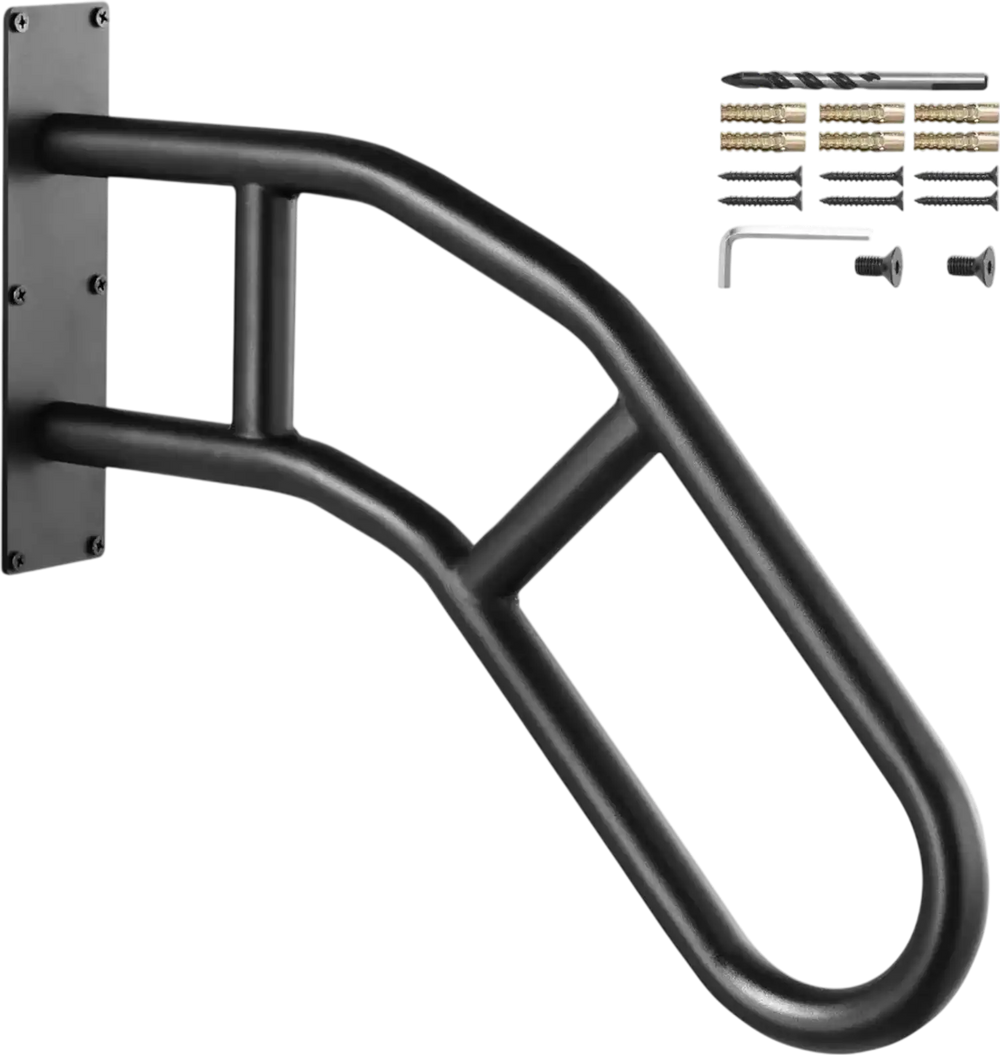 VEVOR Handrails for Outdoor Steps, 32" Length Wall Mount Safety Railings for 1-3 Steps, U-Shaped Handrail with Matte Black Finished, Stair Handrails for Kids, Elderly, Pregnant Women, Disabled