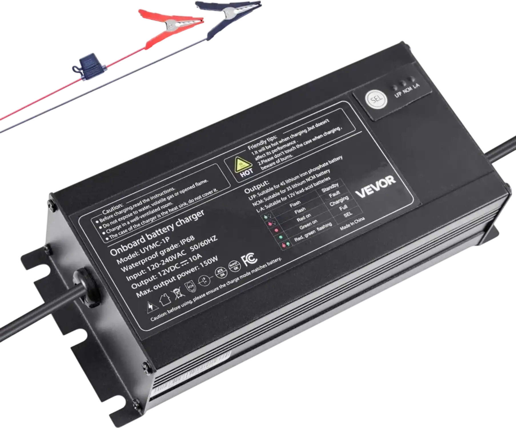 Vevor Marine Battery Charger 12V 10A Smart Onboard IP68 Waterproof New