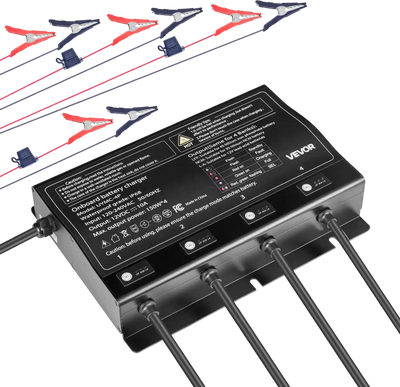 Vevor Marine Battery Charger 4-Bank 10A 12V Waterproof Smart Onboard New