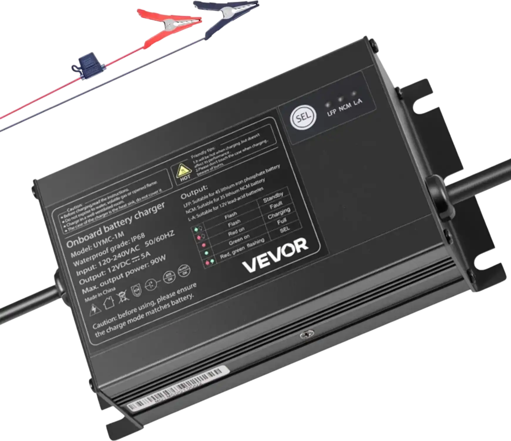 Vevor Marine Battery Charger 12V 5A 1-Bank Onboard IP68 Waterproof Smart Charger New