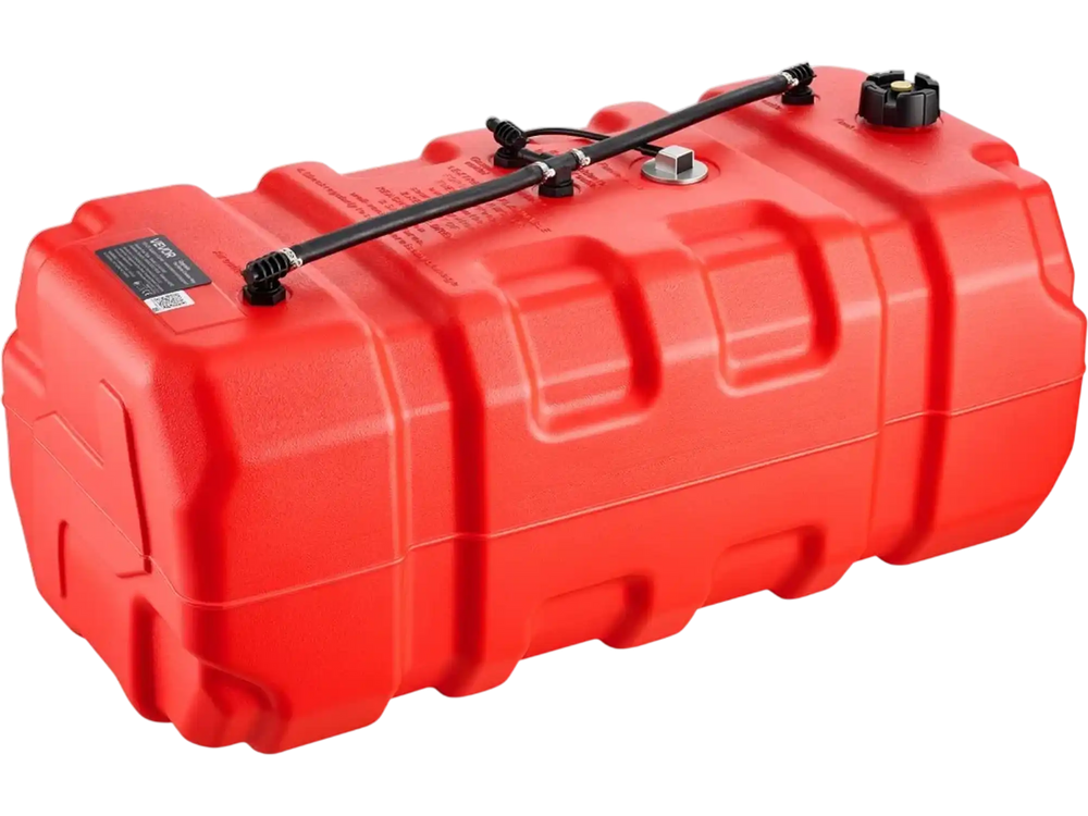 VEVOR Marine Fuel Tank 24 Gallon Boat Gas Tank Electronic Fuel Level Sensor, Portable Outboard Gas Can for Outboard Engine Boats, Yacht, Fishing Boat, Deck Boat, Gas Container, 4 mm Thick HDPE, Red