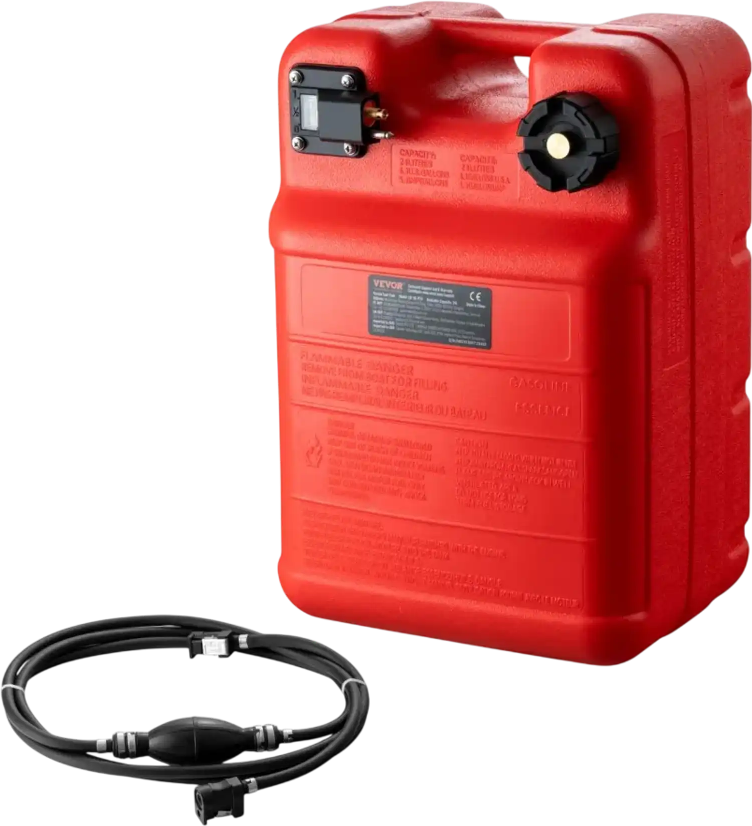 Vevor Marine Fuel Tank 6.34 Gallon Portable Outboard Boat Gas Tank with 9.8' Hose Red New