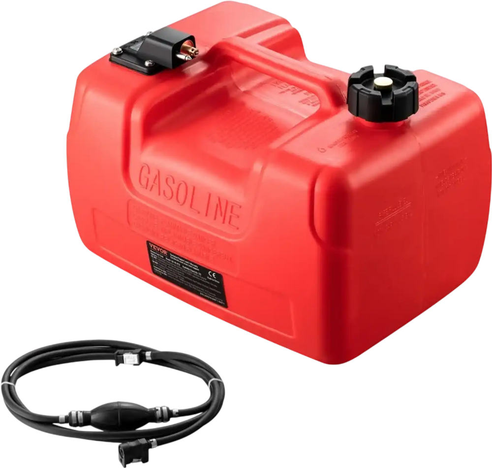 VEVOR Boat Fuel Tank, 3.17-Gallon/12-L Marine Outboard Transfer Tank, Transfer Tank with 9.8ft Hose, Gauge for Outboard Engine, Yacht, Fishing Boat, Deck, Red