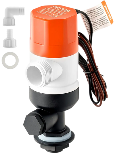 Vevor Livewell Pump 12V 800 GPH Straight Dual Inlet New