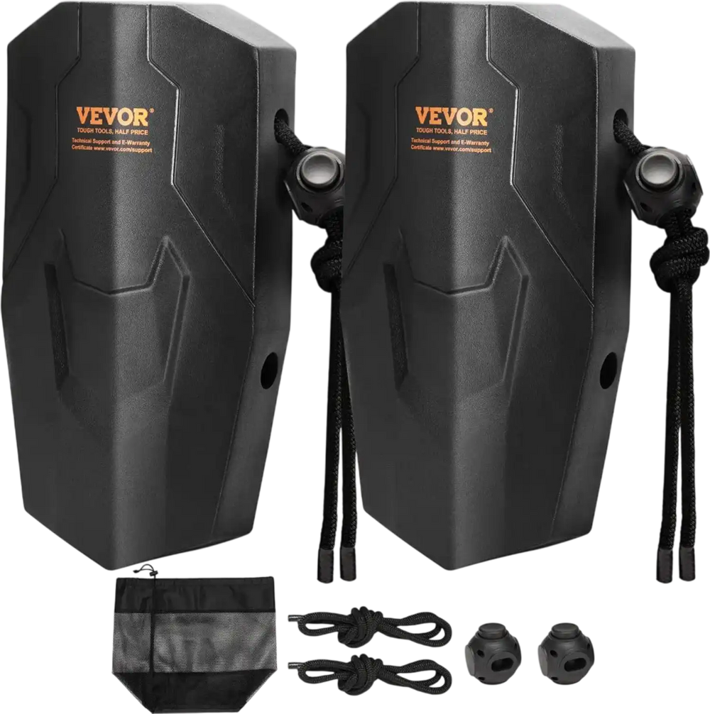 VEVOR Boat Fenders, 8.6" x 16" Boat Bumpers for Docking, Marine EVA Boat Dock Fender Bumper with Ropes, Cord Locks and Storage Bag, No Inflation Required, for Class A/Class 1/Part Class 2, Black