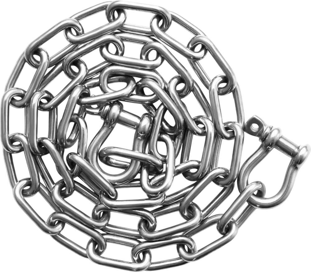 VEVOR Boat Anchor Chain, 1/4" x 4', 1700 lbs. WLL/4800 lbs. BS, 316 Stainless Steel Marine Grade Anchor Lead Chain with Dual Lock Ring Shackles for Boats, Deck, Fishing, Works with Different Anchors