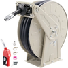 VEVOR Fuel Hose Reel, 3/4 inch x 50 ft Retractable, Spring Driven Auto Swivel Rewind, 300 PSI, Heavy-Duty Carbon Steel Construction with Industrial Grade Rubber Hose, for Diesel Fuel, Kerosene