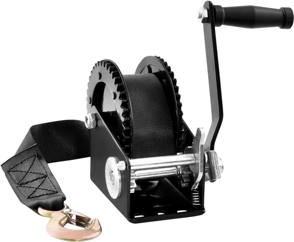 VEVOR Hand Winch, 2000 lbs Pulling Capacity, Boat Trailer Winch Heavy Duty Rope Crank with 23 ft Polyester Strap and Two-Way Ratchet, Manual Operated Hand Crank Winch for Trailer, Boat or ATV Towing