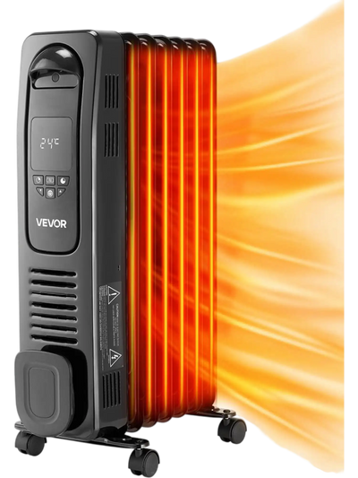 Vevor Electric Oil Filled Radiator 1500W LED Screen Thermostat Remote Control Black New