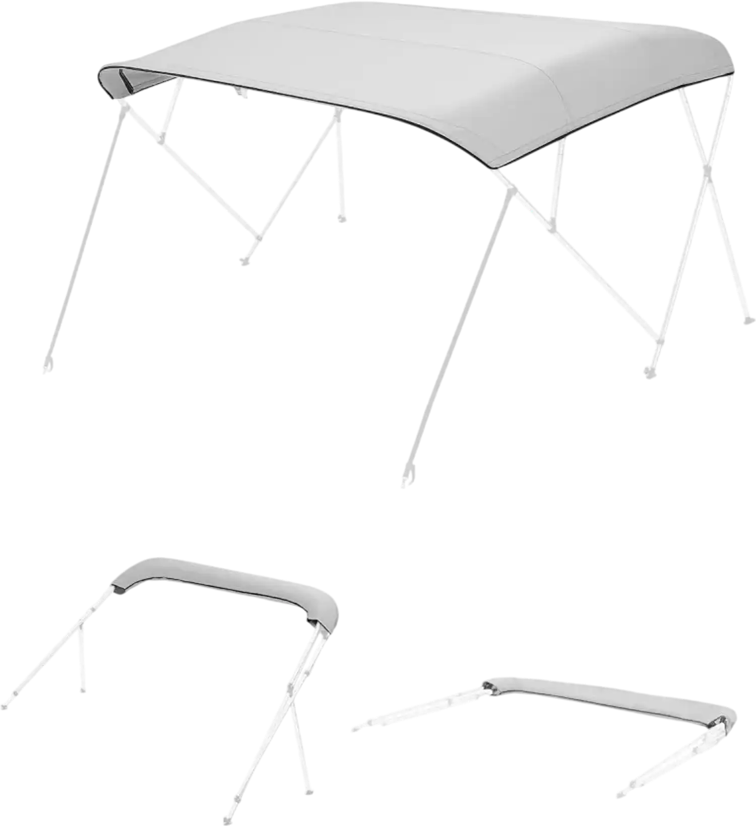 Vevor Bimini Top Replacement Cover 8' Gray 4 Bow Boat Canopy New