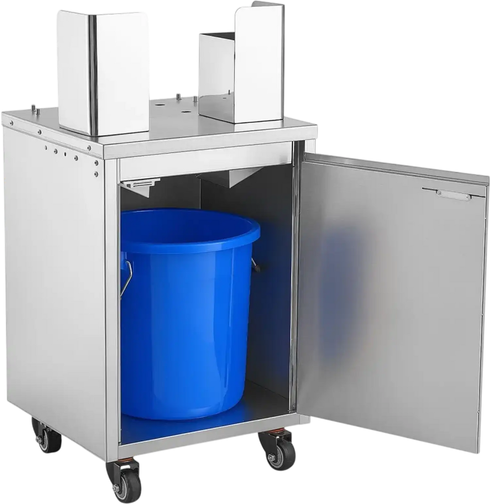 VEVOR Movable Base Cabinet for Orange Juicer, Thickened Stainless Steel, 4 Swivel Casters, Compatible with VEVOR NS2000E-2\NS2000E-2T\NS2000E-3 Semi-Automatic Feed Orange Juicer, Easy Installation