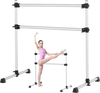 VEVOR Ballet Barre, 4 Ft Aluminum Double Barre Bar for Home, Freestanding Portable Ballet Stretching Dance Bars, Height Adjustable Anti-Wobble Fitness Studio Equipment, for Pilates Balance Workout