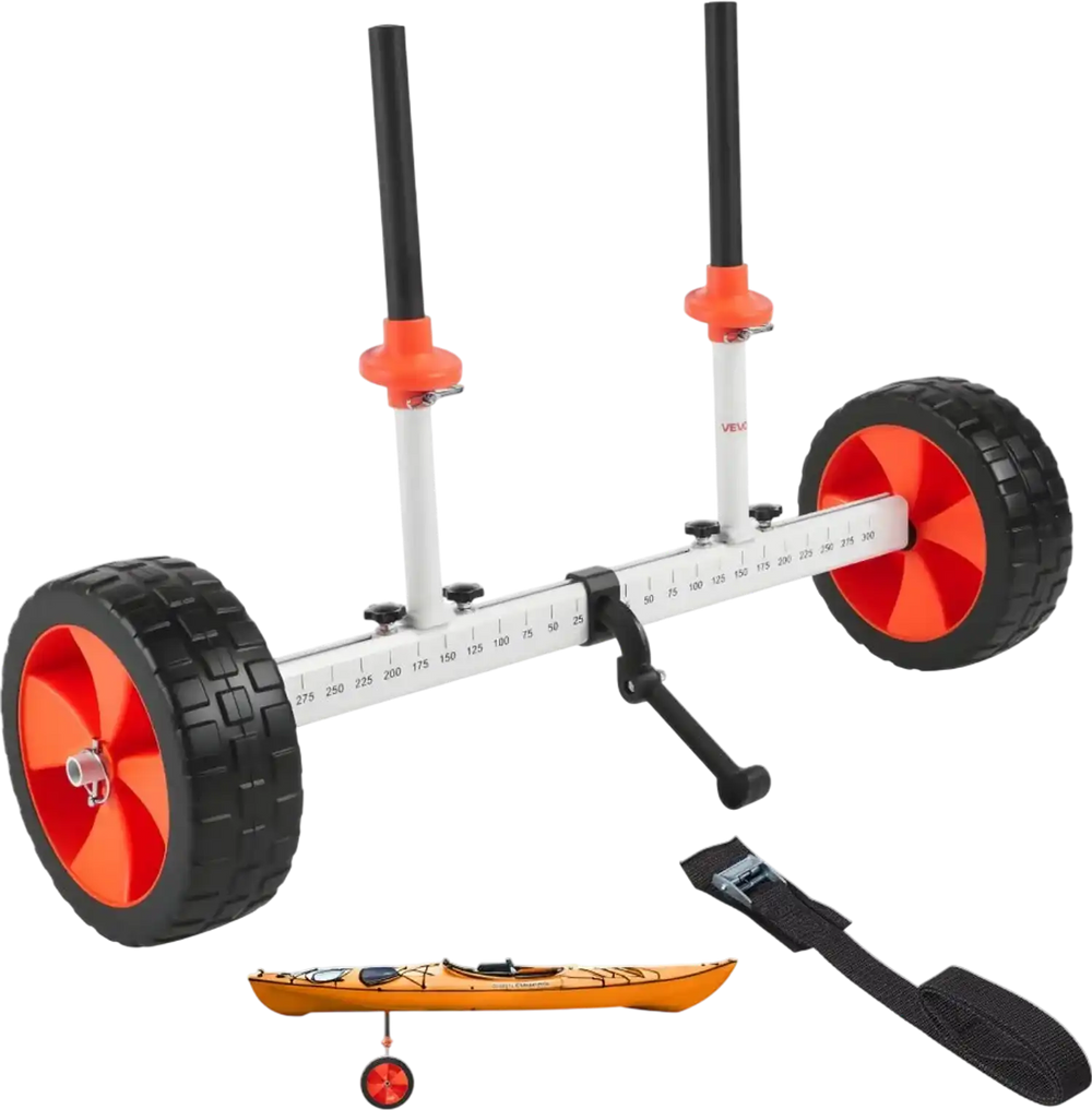 VEVOR Kayak Cart, 230 lbs Load Capacity, Canoe Cart Dolly with 10-inch Solid PU Tires & Kickstand, Assembles & Disassembles Within Seconds, Paddle Board Trolley for Kayaks, Canoes, Paddleboards