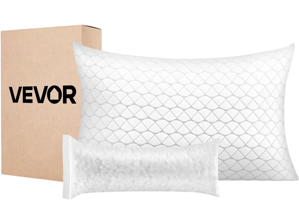 VEVOR Bed Pillow for Sleeping, Queen Size Luxury Quality Hotel Pillow with Memory Foam Fill, Supportive & Adjustable, Includes Natural Firber Pillowcase, Bedding for Back, Stomach and Side Sleepers
