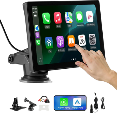 VEVOR Wireless Car Stereo, 9-Inch HD Portable Radio Touch Screen Compatible with Apple CarPlay & Android Auto, CarPlay Screen with Backup Camera, Voice Control, Mirror Link, Bluetooth, GPS Navigation